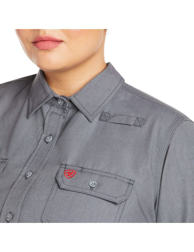 Ariat FR Featherlight Work Shirt Gunmetal | CJETAS-075