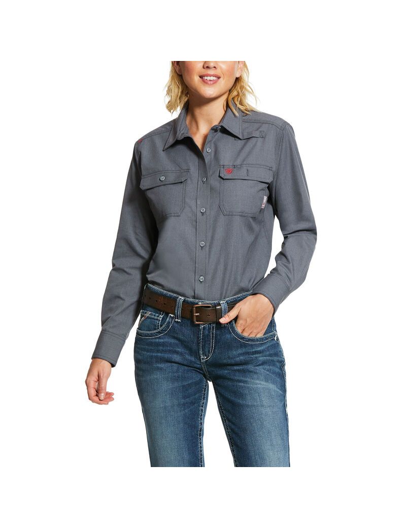 Ariat FR Featherlight Work Shirt Gunmetal | CJETAS-075