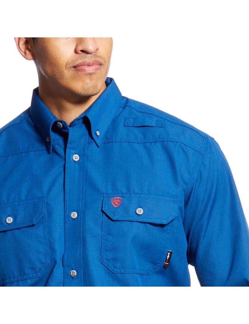 Ariat FR Featherlight Work Shirt Royal Blue | QGSARB-934