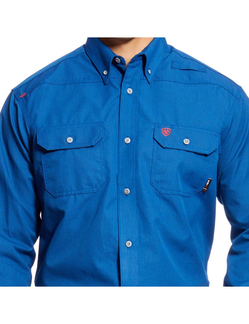 Ariat FR Featherlight Work Shirt Royal Blue | QGSARB-934