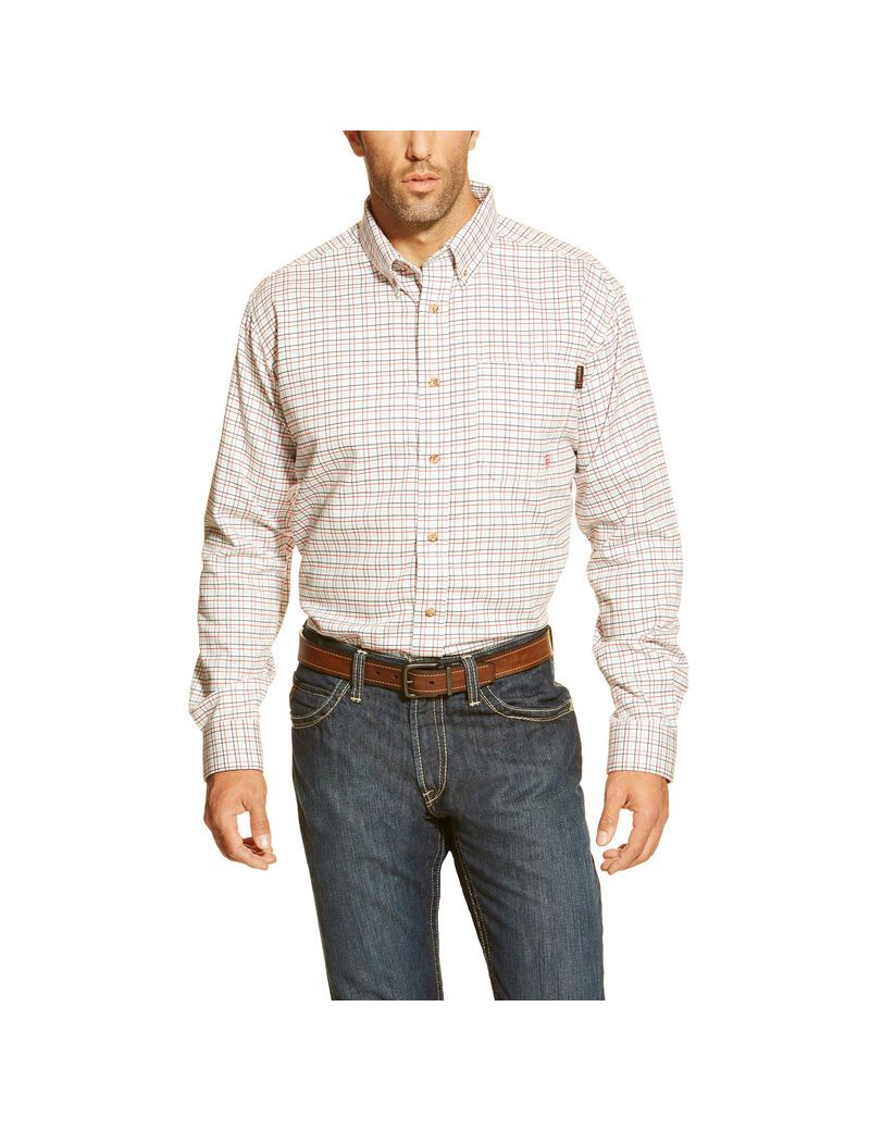 Ariat FR Gauge Work Shirt White Multi | IUGTJY-721