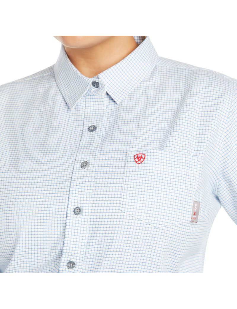 Ariat FR Hermosa DuraStretch Work Shirt White Windowpane | NKGZES-370