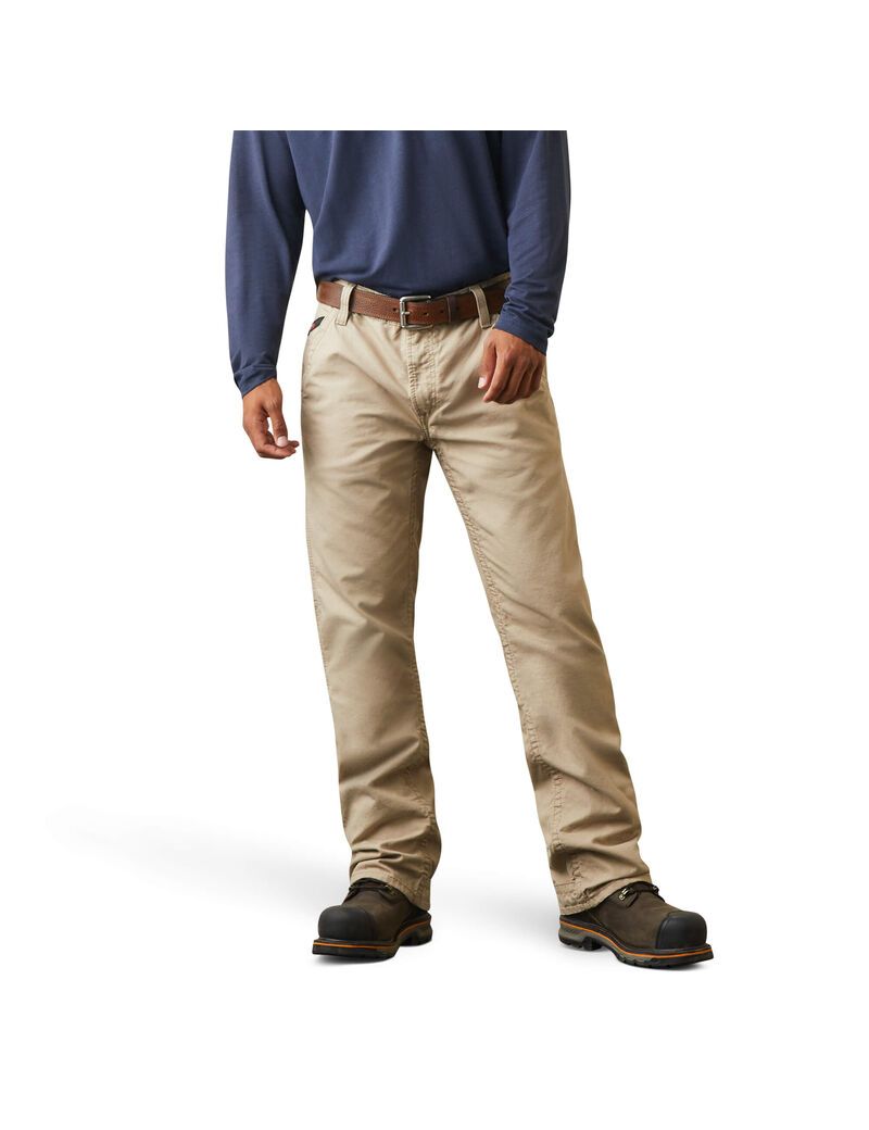 Ariat FR M4 Relaxed Workhorse Boot Cut Pant Fr Khaki | OUVMHF-946