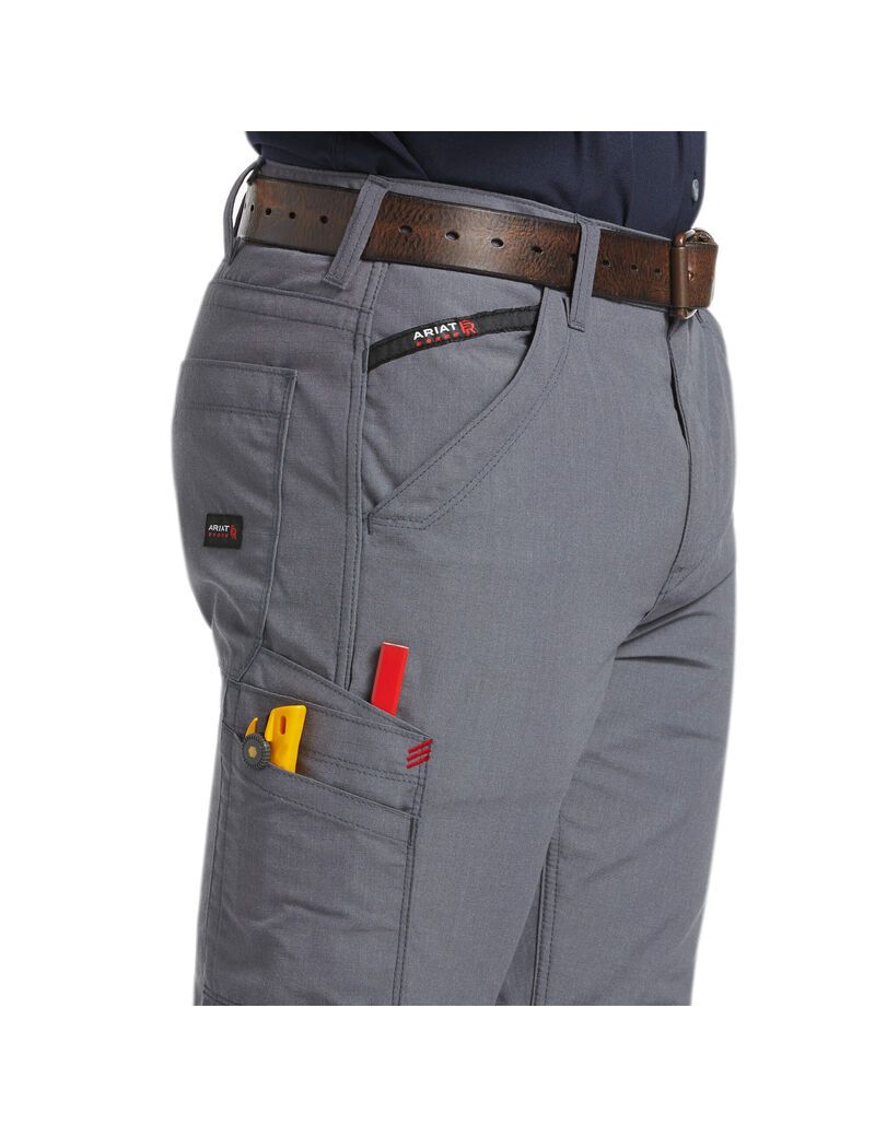 Ariat FR M5 Straight DuraLight Ripstop Stackable Straight Leg Pant Grey | FQAOZH-103