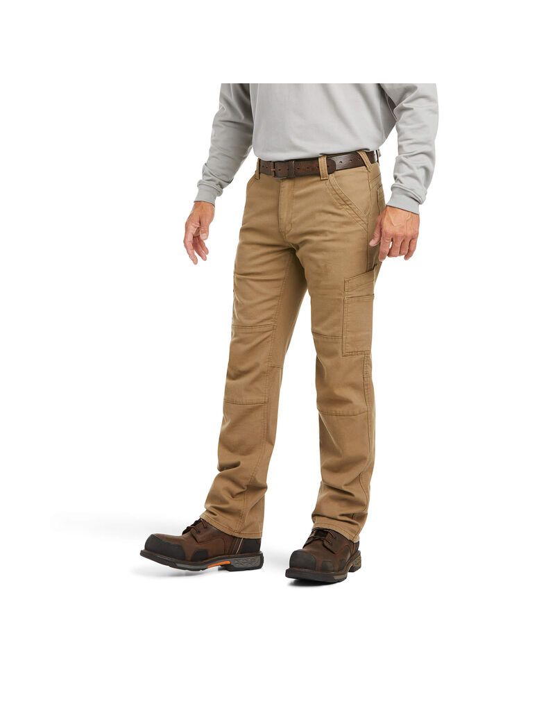 Ariat FR M5 Straight Stretch DuraLight Canvas Stackable Straight Leg Pant Field Khaki | KXAFGR-964