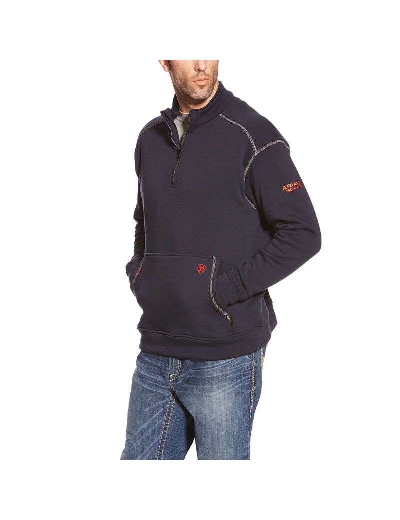 Ariat FR Polartec Fleece 1/4 Zip Top Navy | TXLYAV-165