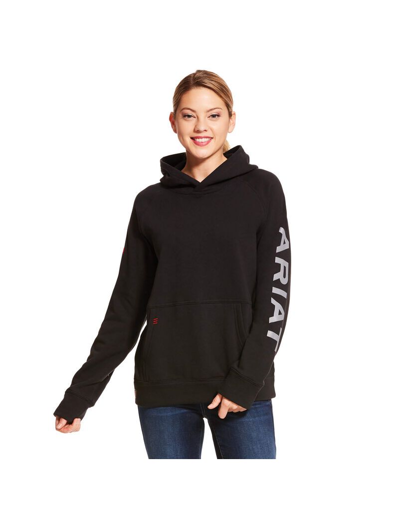 Ariat FR Primo Fleece Logo Hoodie Black | SIRJVB-349