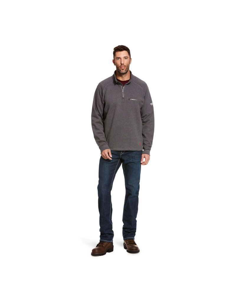 Ariat FR Rev 1/4 Zip Top Charcoal Heather | BMFSAY-852