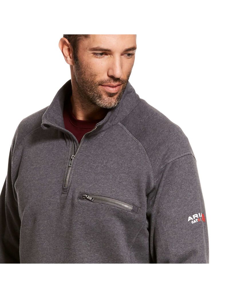 Ariat FR Rev 1/4 Zip Top Charcoal Heather | BMFSAY-852