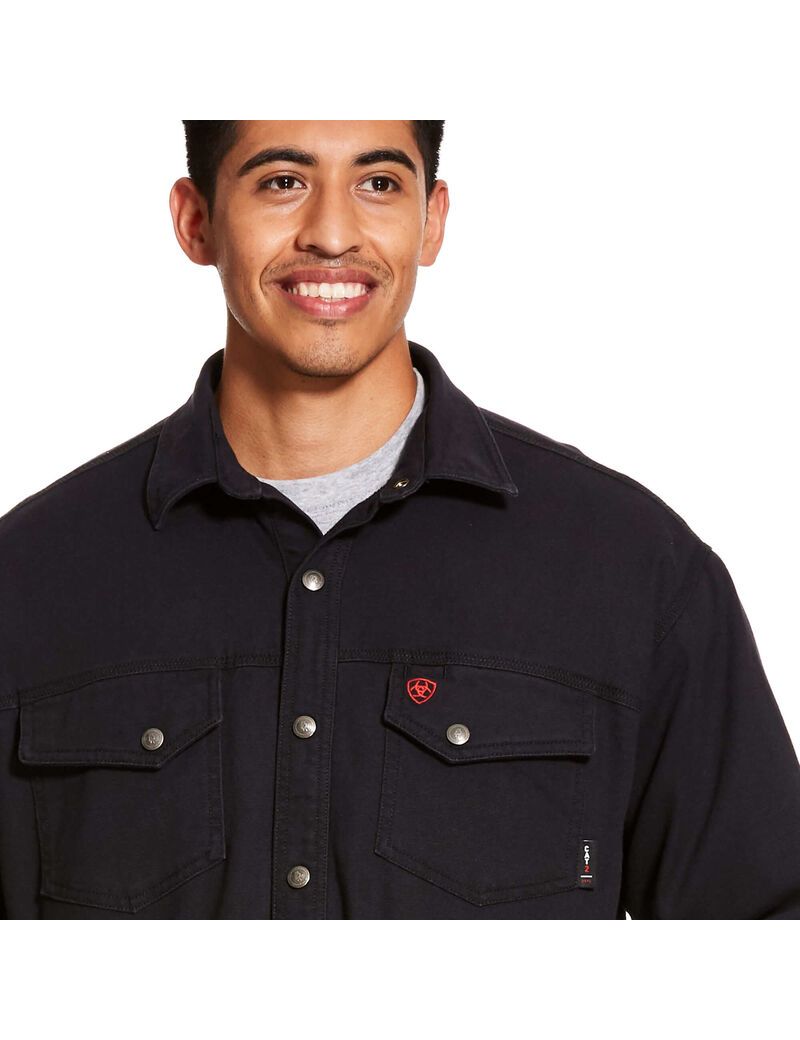 Ariat FR Rig Shirt Jacket Black | JTHDCF-981