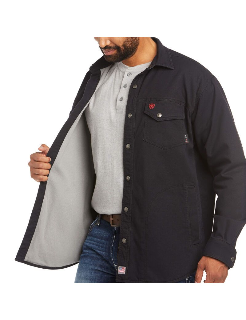 Ariat FR Rig Shirt Jacket Black | JTHDCF-981