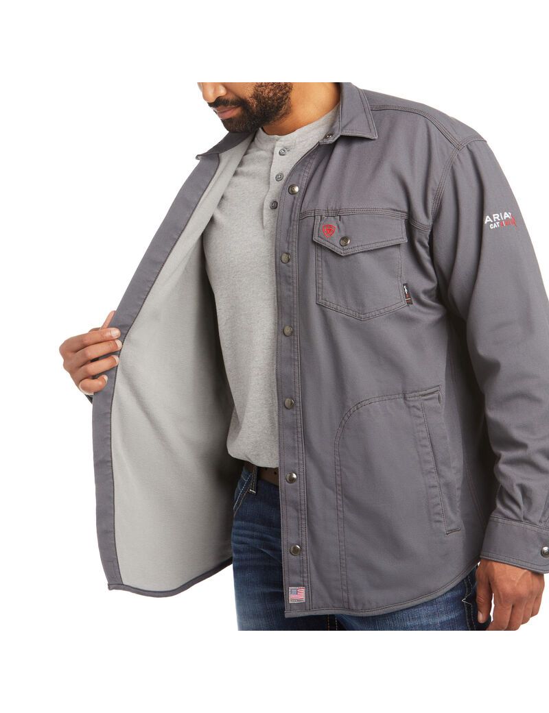 Ariat FR Rig Shirt Jacket Iron Gray | TGCHSJ-194