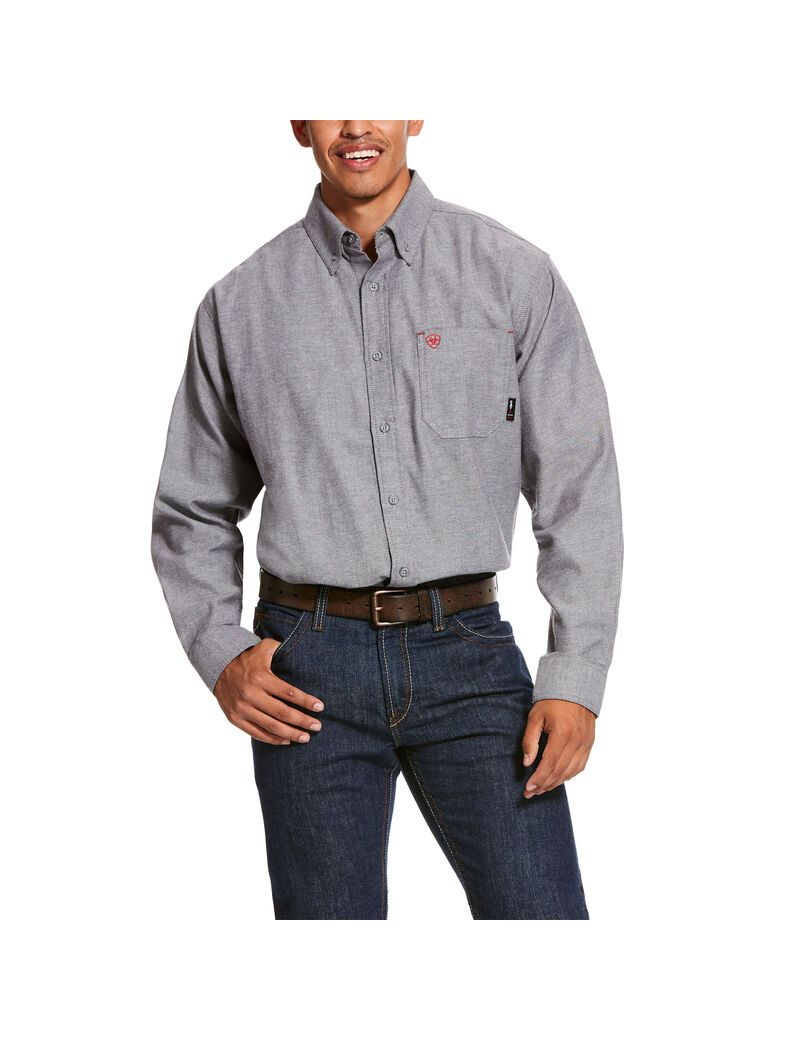 Ariat FR Solid Twill DuraStretch Work Shirt Dark Navy Twill | VEOWUX-764