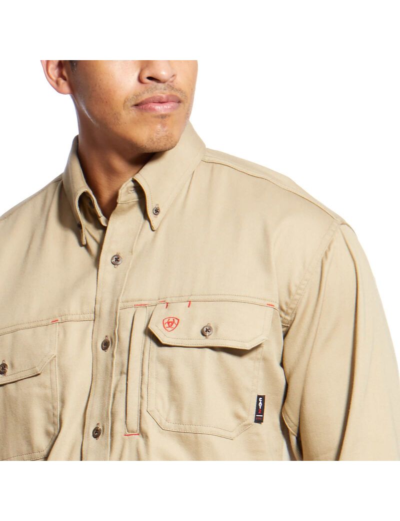 Ariat FR Solid Vent Work Shirt Khaki | ITWPYR-780