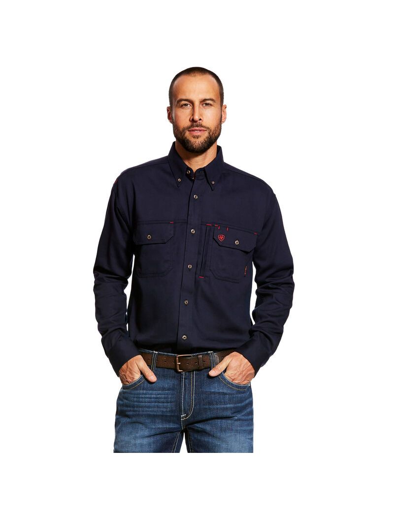 Ariat FR Solid Vent Work Shirt Navy | LTGHSB-975