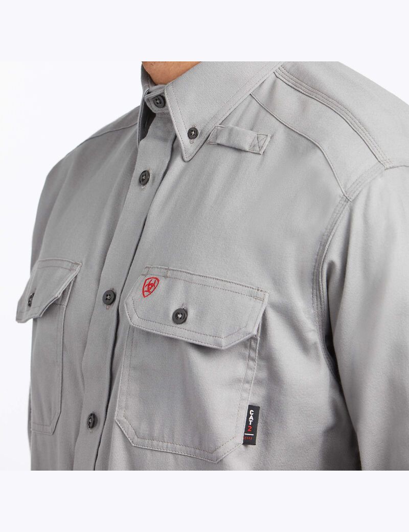 Ariat FR Solid Work Shirt Silver Fox | WHYQCT-037