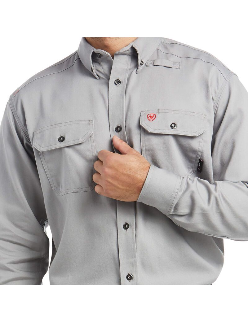 Ariat FR Solid Work Shirt Silver Fox | WHYQCT-037