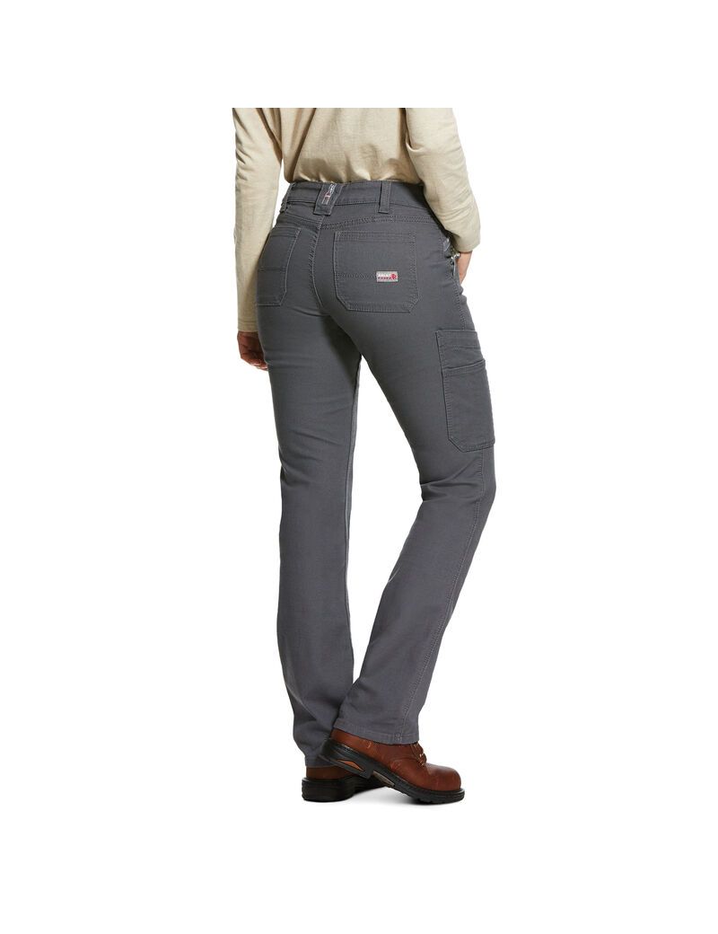 Ariat FR Stretch DuraLight Canvas Stackable Straight Leg Pant Iron Grey | GPEFTM-147