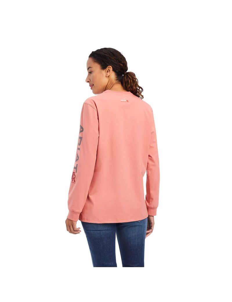 Ariat FR Stretch Logo T-Shirt Faded Rose | WXKTEF-456