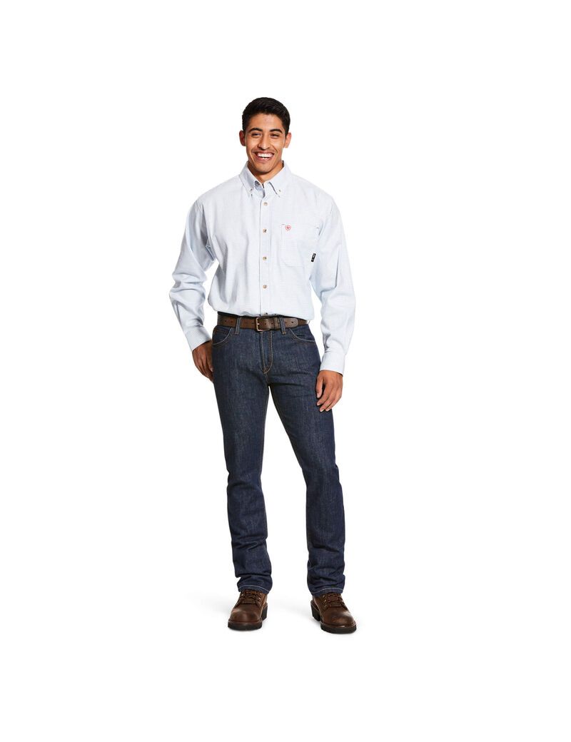 Ariat FR Twill DuraStretch Work Shirt White Multi | ECTBLO-460