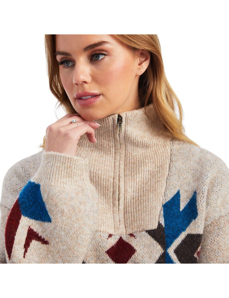 Ariat Fire Canyon Sweater Oatmeal Heather | RXBVTA-416