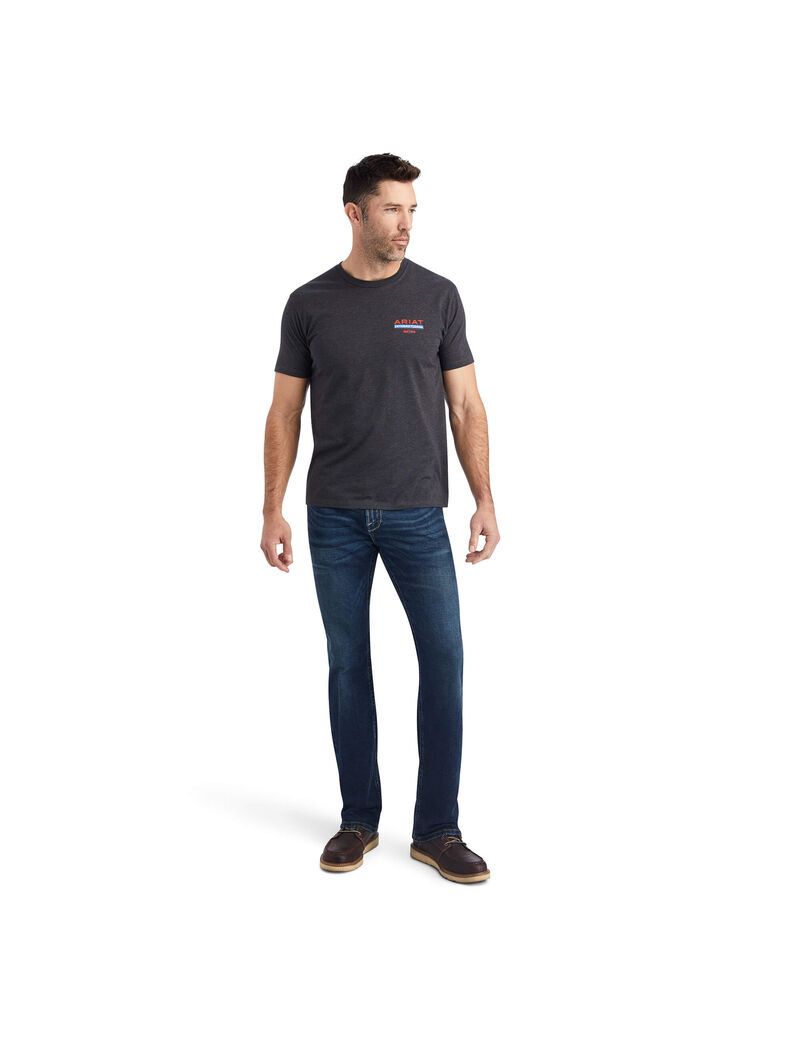 Ariat Flag Flow T-Shirt Charcoal Heather | YJPQLZ-732