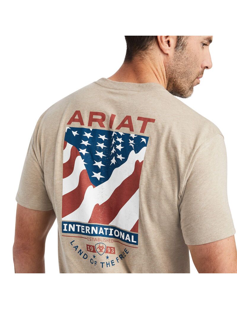 Ariat Flag Flow T-Shirt Oatmeal Heather | IMRUWS-512