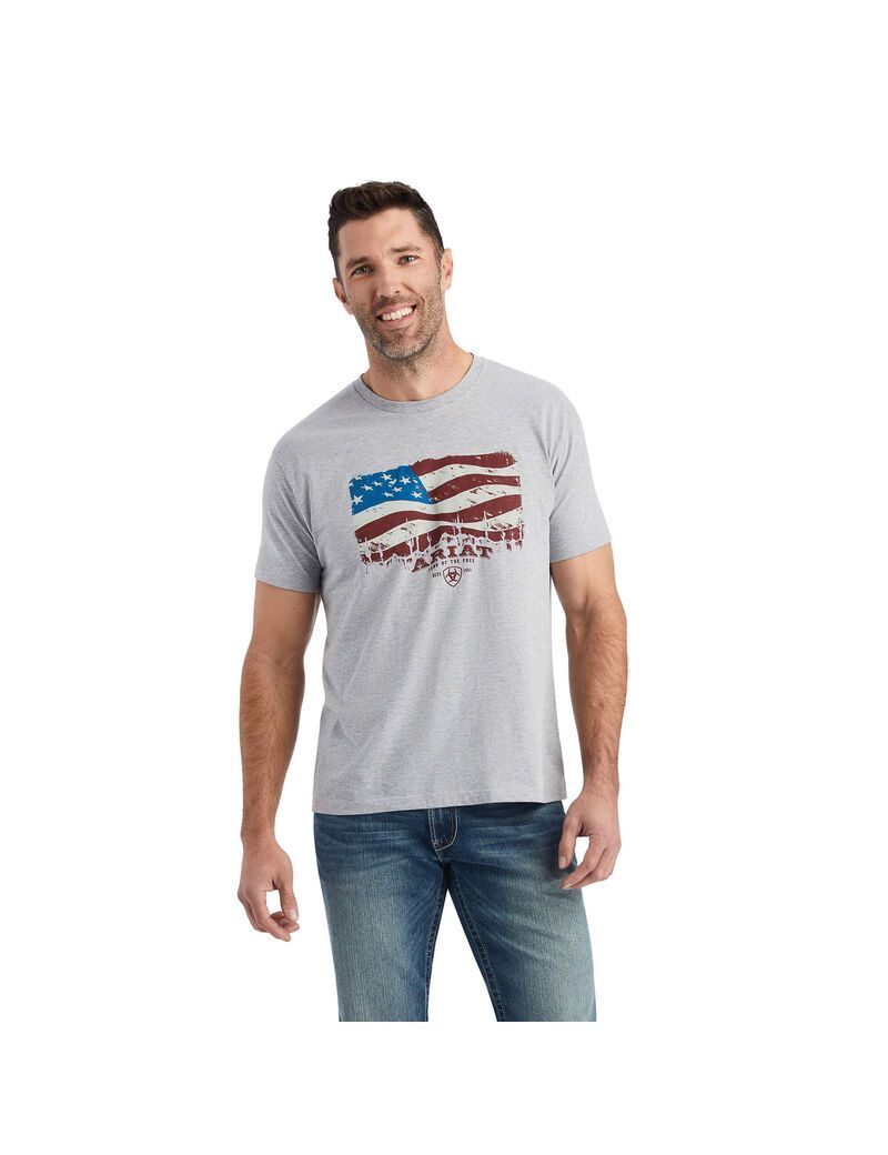 Ariat Flagscape T-Shirt Athletic Heather | BFOIVP-136