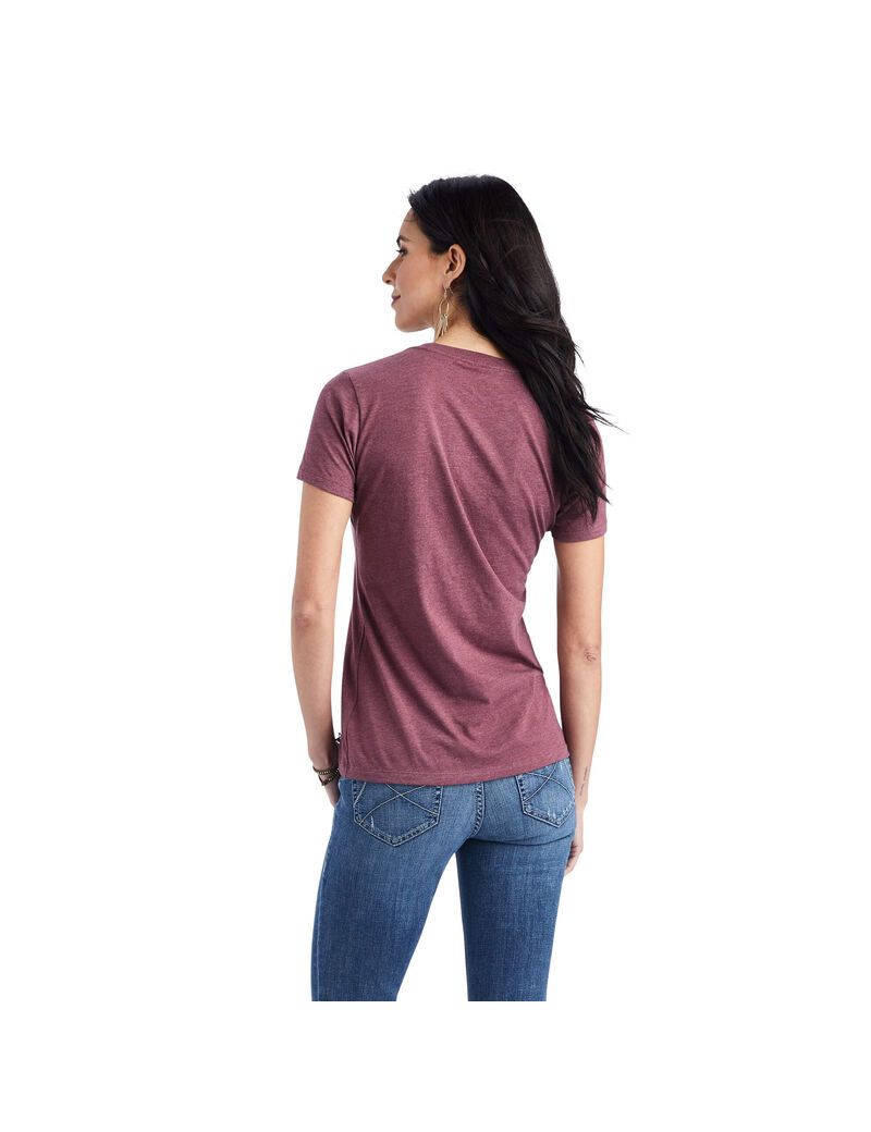 Ariat Floral Letters Tee Burgundy Heather | HZQUYS-503