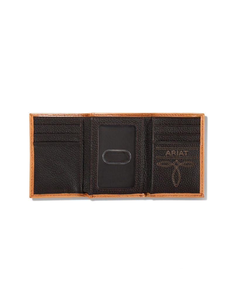 Ariat Floral embossed trifold wallet Tan | CNIQMG-130