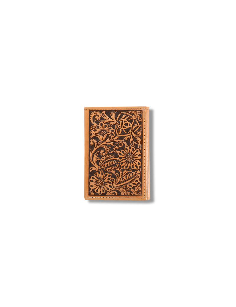 Ariat Floral embossed trifold wallet Tan | CNIQMG-130