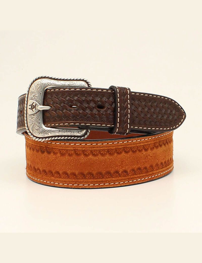 Ariat Floral stamp lattice end belt Tan | XLFBPR-875