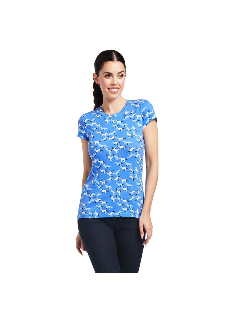 Ariat Gallop T-Shirt Reykjavik Blue | JXITYG-403