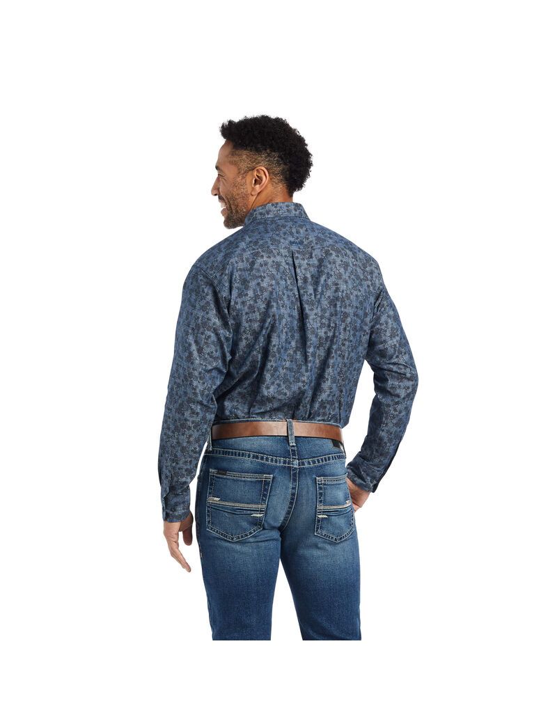 Ariat Girard Classic Fit Shirt Chambray Blue | QXHFWL-871