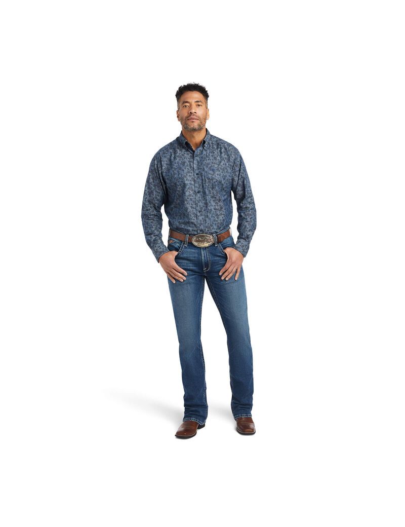 Ariat Girard Classic Fit Shirt Chambray Blue | QXHFWL-871