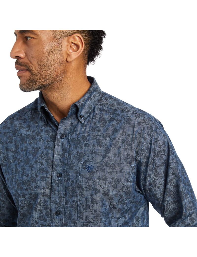 Ariat Girard Classic Fit Shirt Chambray Blue | QXHFWL-871