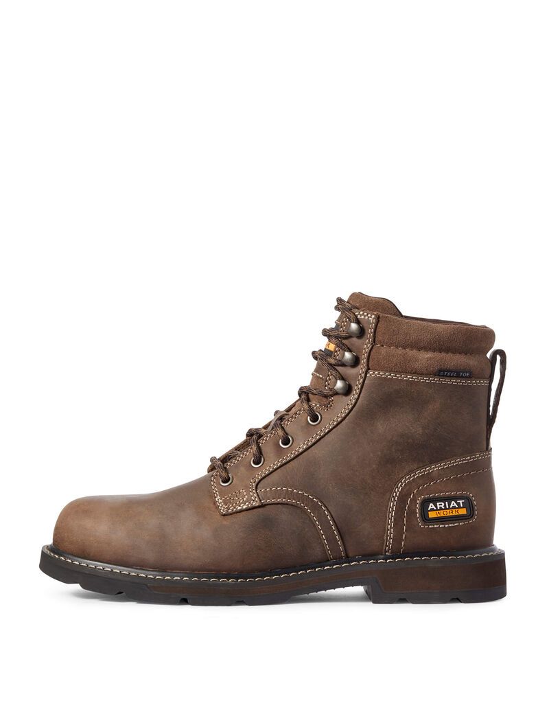 Ariat Groundbreaker 6' II Steel Toe Work Boot Brown | VLHQUE-804