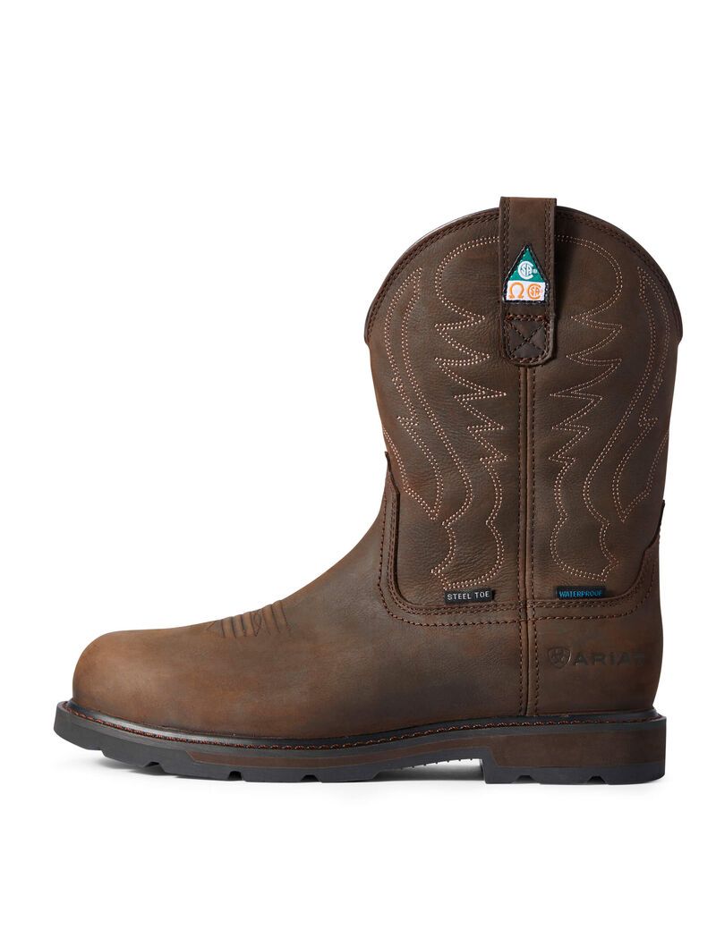 Ariat Groundbreaker CSA Waterproof Steel Toe Work Boot Dark Brown | STHUYA-925