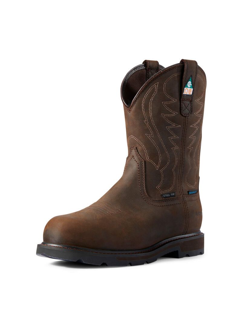 Ariat Groundbreaker CSA Waterproof Steel Toe Work Boot Dark Brown | STHUYA-925