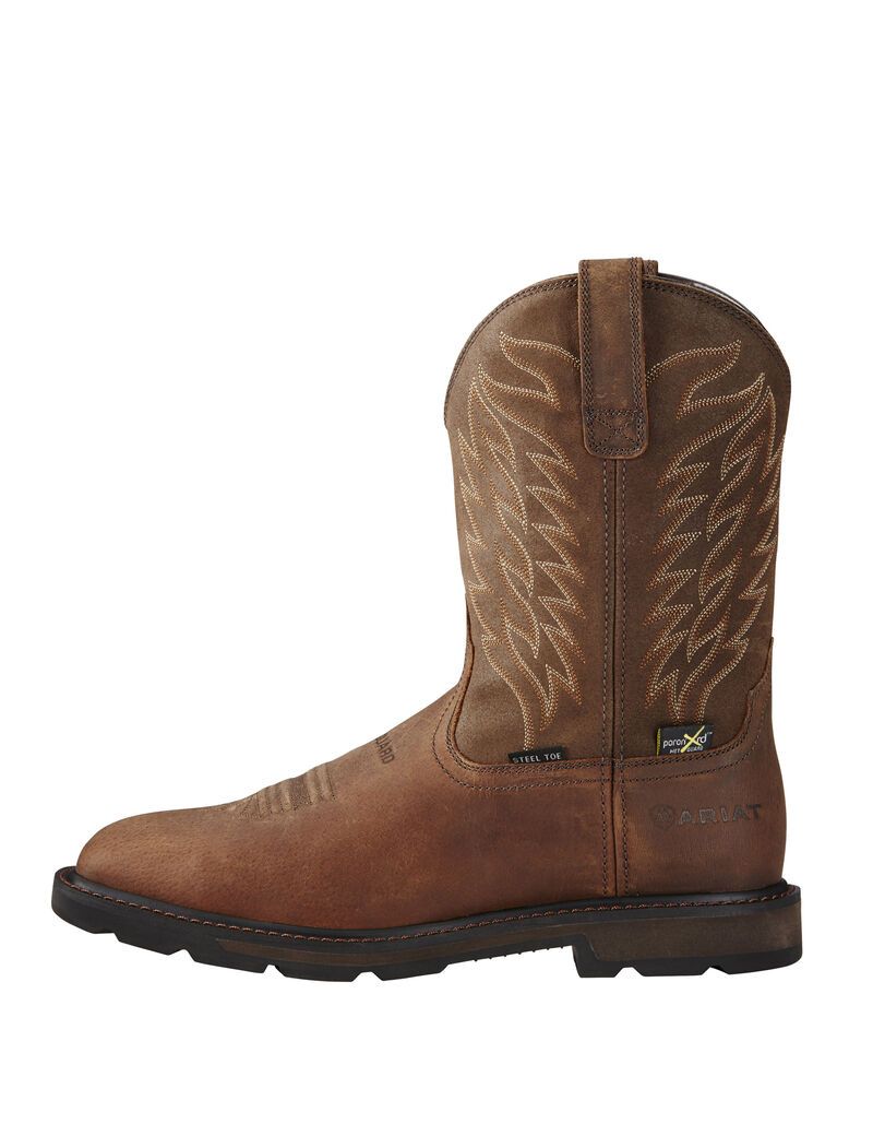 Ariat Groundbreaker Wide Square Toe MetGuard MetGuard Steel Toe Work Boot Brown | EUTPXW-854