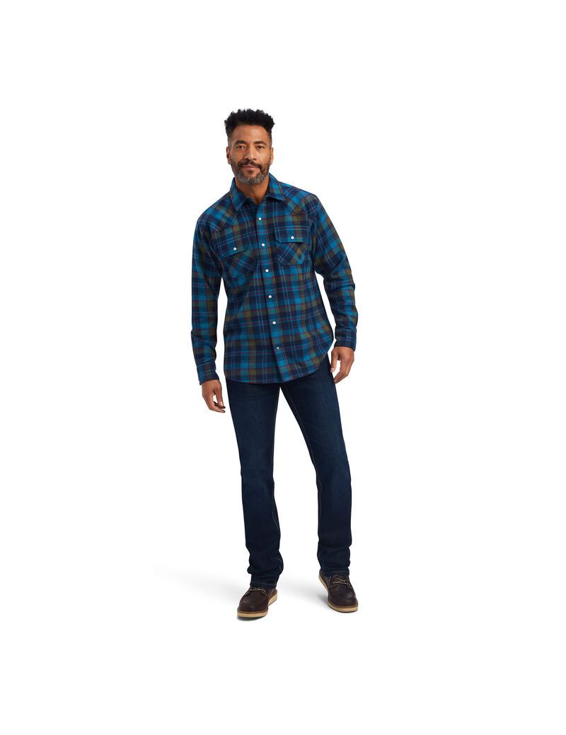 Ariat Halstead Retro Fit Shirt Sylvan Teal | HDTRZP-356