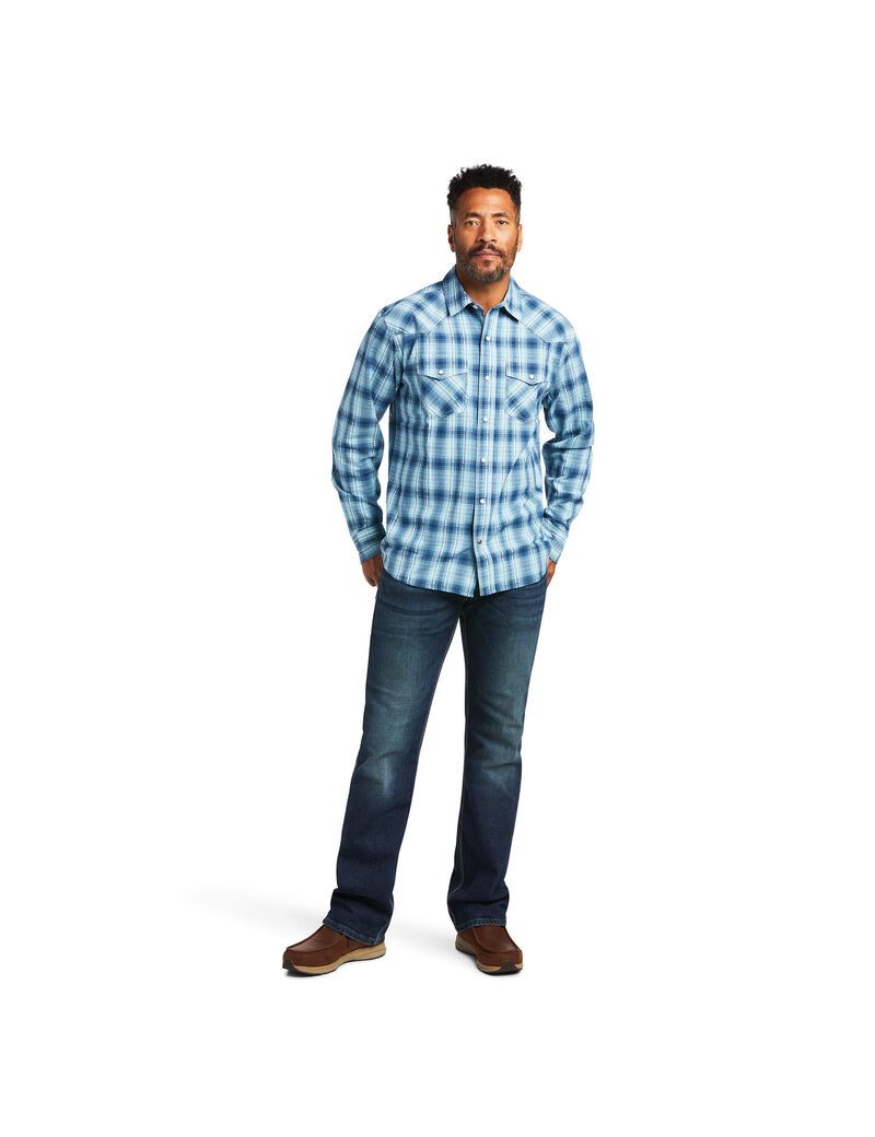 Ariat Harper Retro Fit Shirt Ensign Blue | HMULTC-897