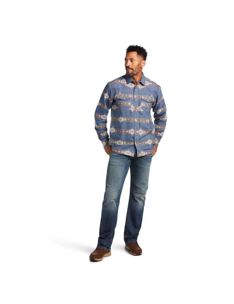 Ariat Hector Retro Fit Shirt Ensign Blue | WFSKBH-954