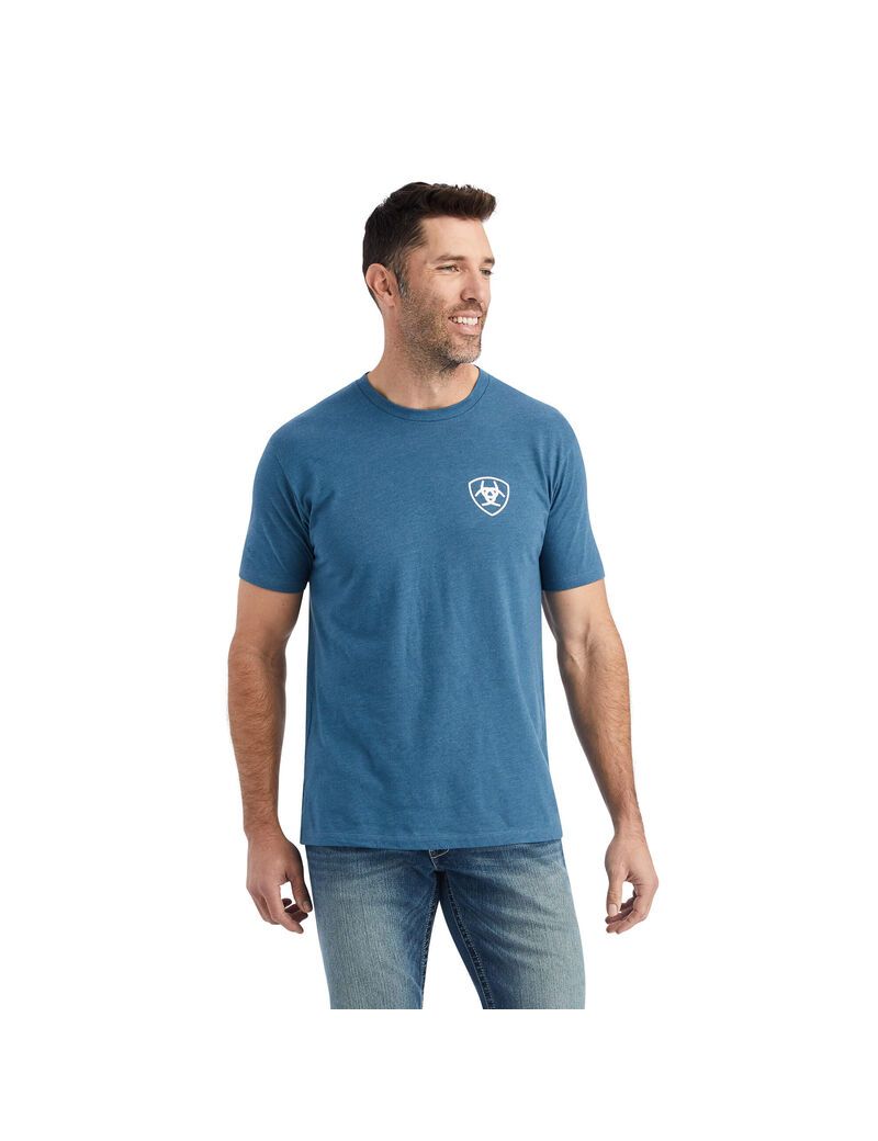 Ariat Hexafill T-Shirt Steel Blue Heather | VQGPHY-096