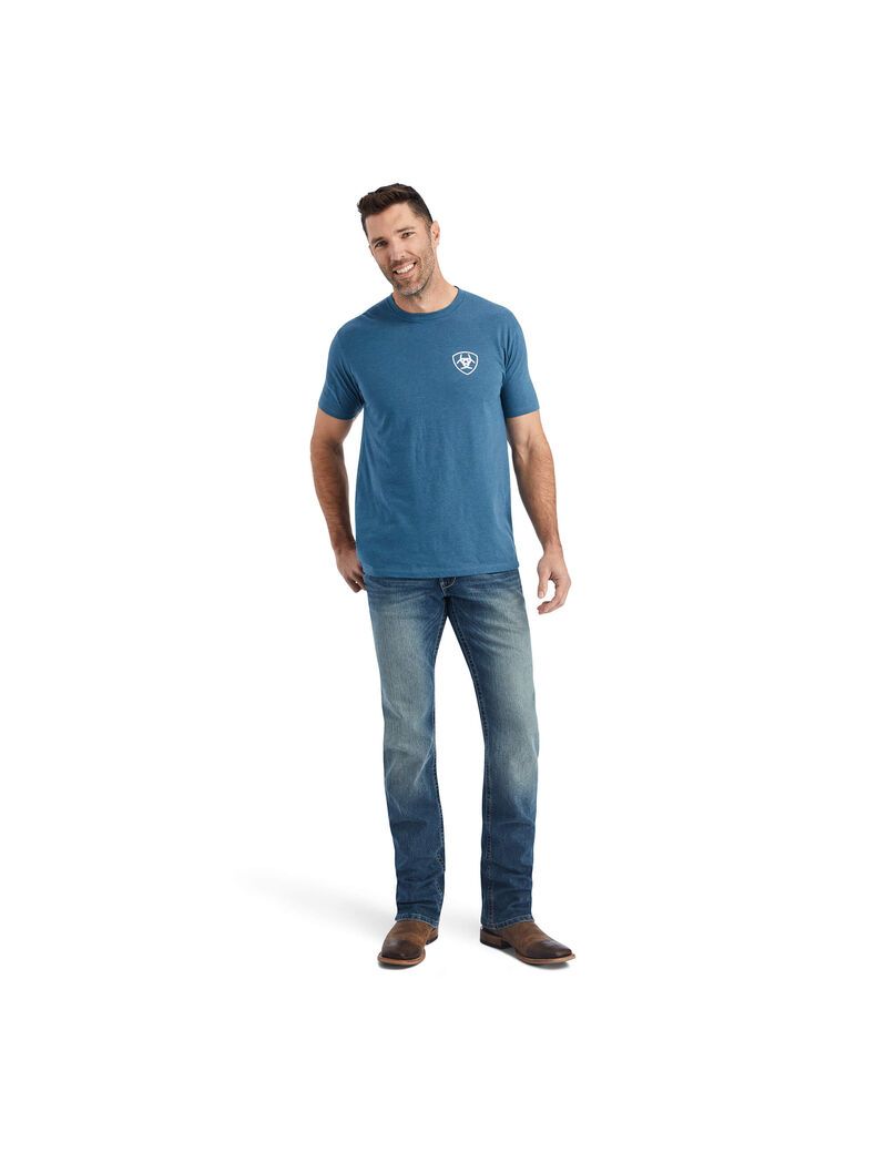 Ariat Hexafill T-Shirt Steel Blue Heather | VQGPHY-096