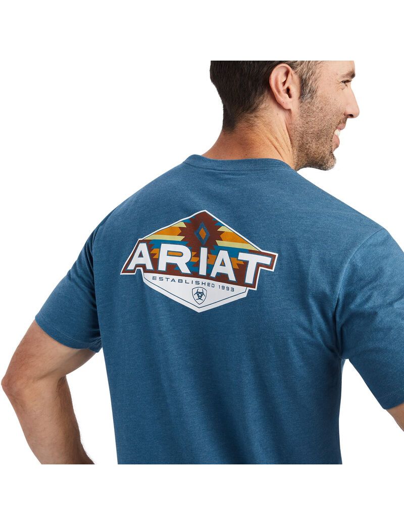 Ariat Hexafill T-Shirt Steel Blue Heather | VQGPHY-096