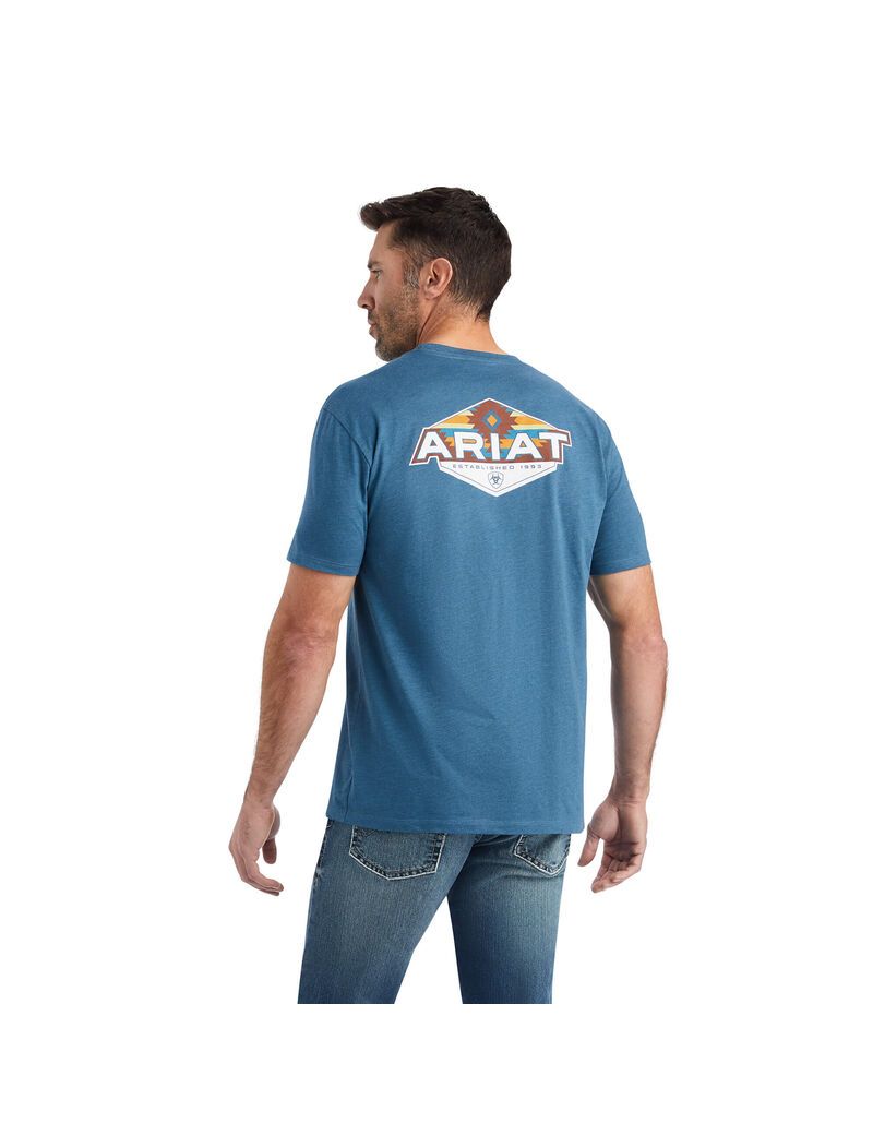 Ariat Hexafill T-Shirt Steel Blue Heather | VQGPHY-096