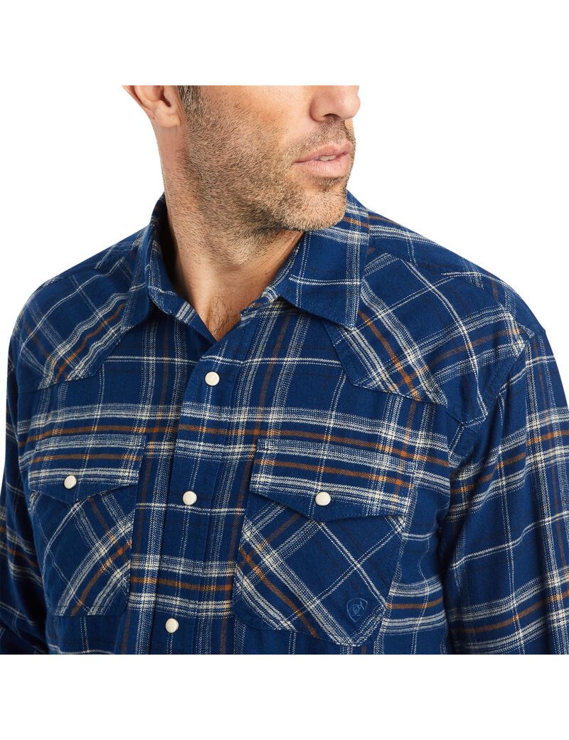 Ariat Holcombe Retro Fit Shirt Estate Blue | QXMFNY-732