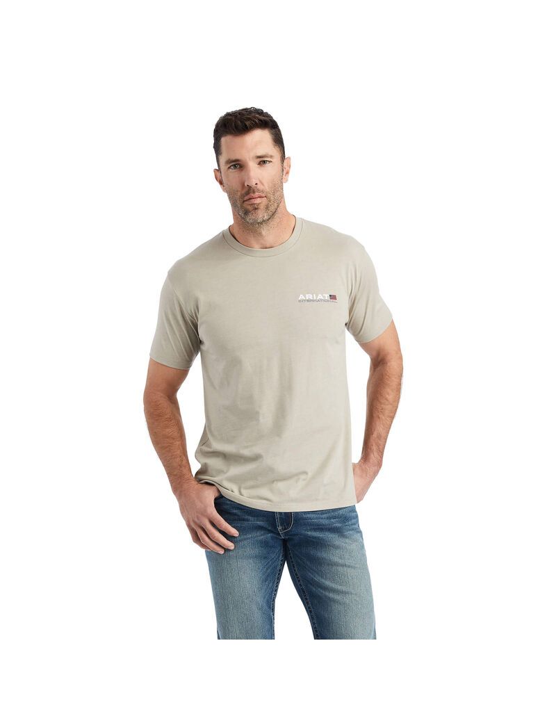 Ariat Horizontal T-Shirt Khaki Heather | UYRAQG-709