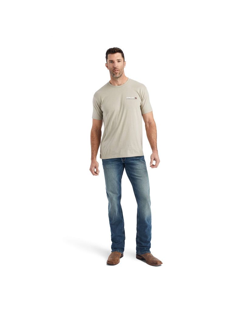 Ariat Horizontal T-Shirt Khaki Heather | UYRAQG-709